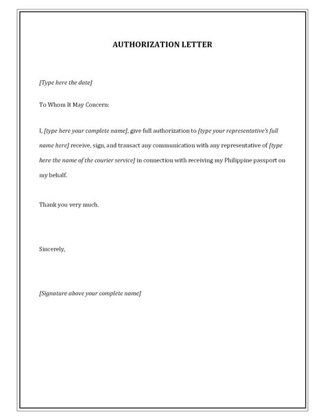 letter of authorization form sample.
